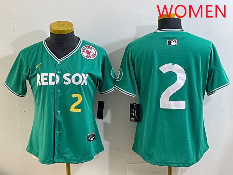 Women Boston Red Sox #2 No Name Green Joint Name Nike 2025 MLB Jersey style 7->women mlb jersey->Women Jersey
